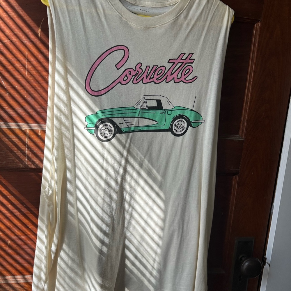 Corvette Sleeveless Shirt with Green Car Print